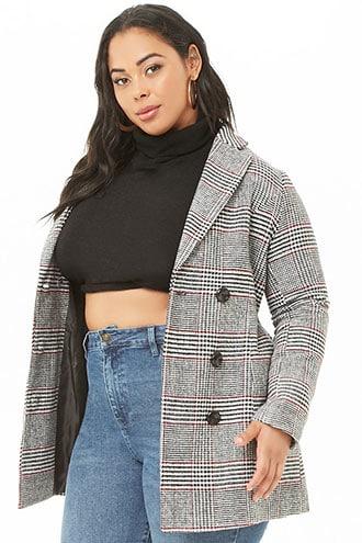 Forever21 Plus Size Glen Plaid Wool-blend Jacket