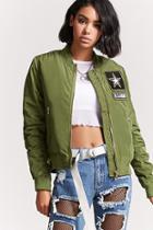 Forever21 U.s. Army Patched Bomber Jacket
