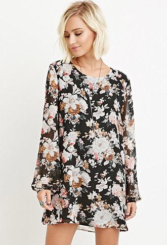Forever21 Rose Print Shift Dress