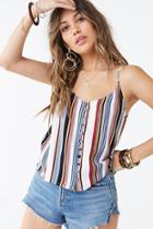 Forever21 Crinkled Striped Button-front Cami
