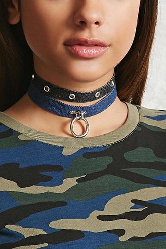 Forever21 Denim Grommet Choker