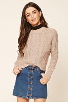 Forever21 Women's  Dusty Pink Cable Knit Sweater