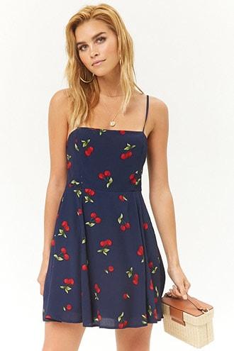 Forever21 Cherry Cami Fit & Flare Dress