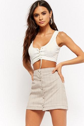 Forever21 Plaid Button-front Mini Skirt