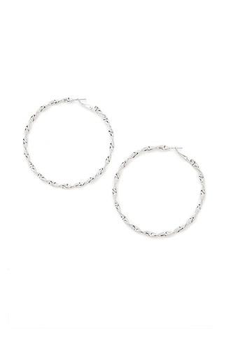 Forever21 Silver Twisted Hoop Earrings