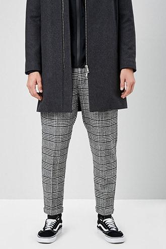 Forever21 Cuffed Tweed Glen Plaid Pants