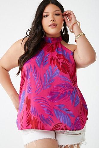 Forever21 Plus Size Leaf Print Halter Top