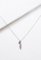 Forever21 Etched Feather Charm Longline Necklace (b.silver)