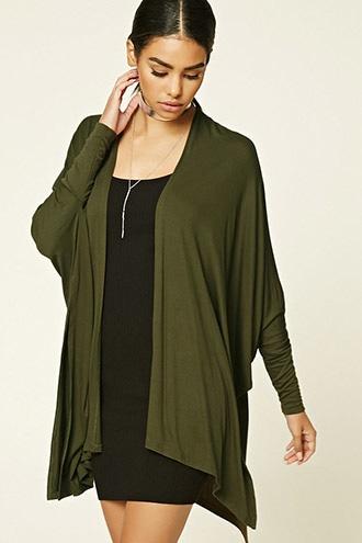 Forever21 Women's  Olive Draped Dolman Cardigan