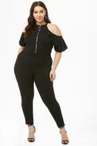 Forever21 Plus Size Ruffle-trim Open-shoulder Jumpsuit