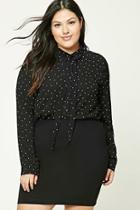 Forever21 Plus Women's  Black & White Plus Size Polka Dot Shirt