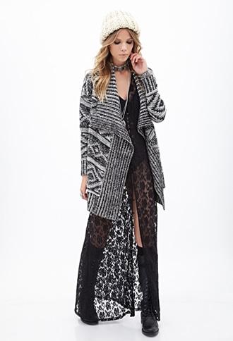 Forever21 Geo Striped Knit Cardigan