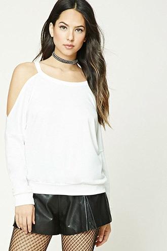 Forever21 French Terry Open-shoulder Top