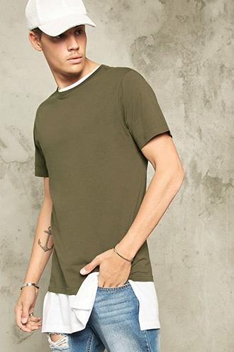 21 Men Men's  Olive Classic Cotton Tee