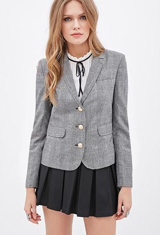 Forever21 Contemporary Glen Plaid Blazer