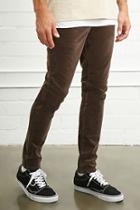 21 Men Men's  Taupe Slim-fit Corduroy Pants