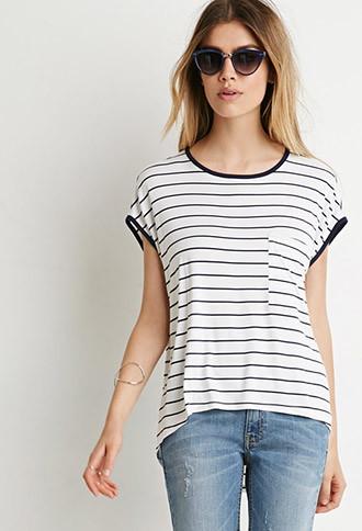 Forever21 Striped Cap-sleeve Tee