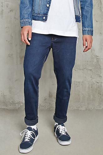 21 Men Men's  Denim Washed Slim-fit Jeans