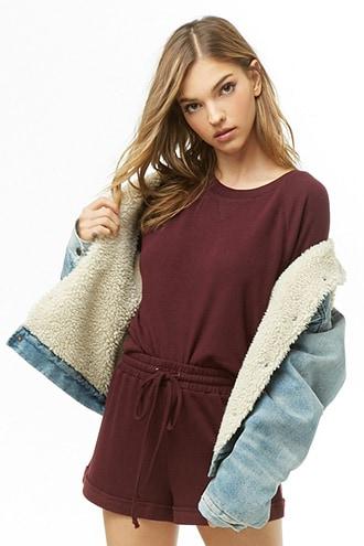 Forever21 Fleece Sweatshirt & Shorts Set