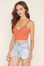 Forever21 Women's  V-neck Crochet Cropped Cami