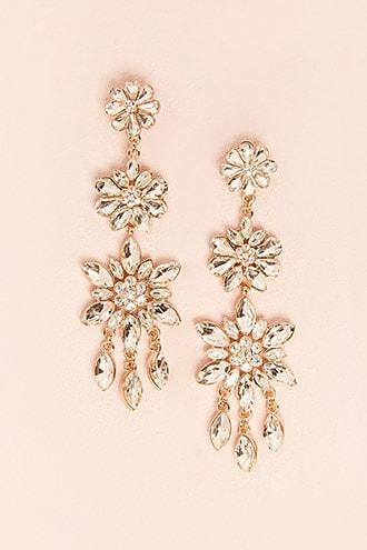 Forever21 Diamante Flower Drop Earrings