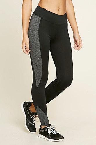 Forever21 Women's  Black & Charcoal Active Heathered Leggings