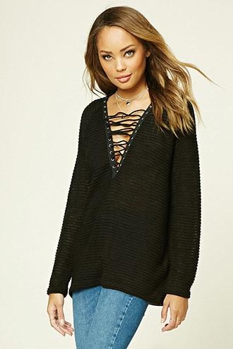 Forever21 Women's  Twelve Lace-up Top
