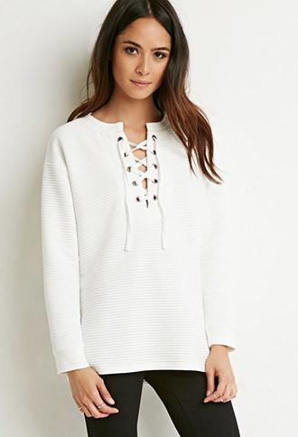 Forever21 Quilted Lace-up Top