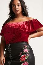 Forever21 Plus Size Velvet Off-the-shoulder Top