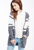 Forever21 Marled Open-knit Striped Cardigan
