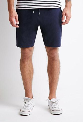 21 Men Pique Knit Paneled Sweatshorts