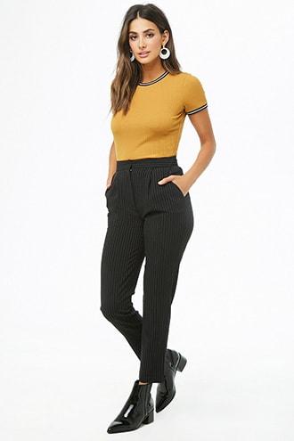 Forever21 Pinstriped Straight-leg Pants