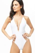 Forever21 South Beach London Metallic Ladder Cutout One-piece Swimsuit