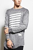 21 Men Men's  Reason Grid-sleeve Longline Tee