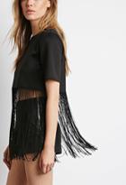 Forever21 Fringed Scuba Knit Top