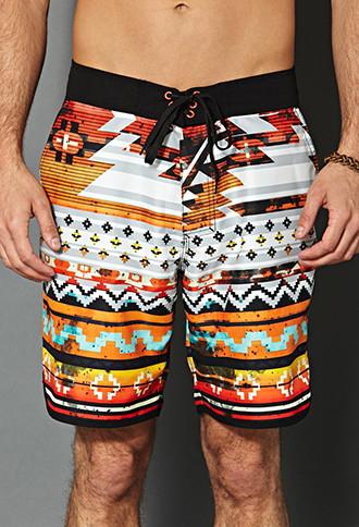 21 Men Southwestern Print Swim Trunks