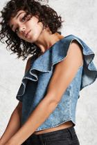 Forever21 Denim One-shoulder Top