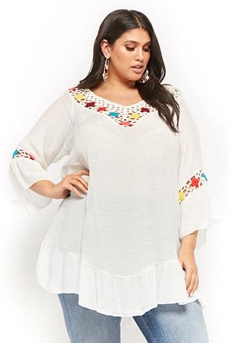 Forever21 Plus Size Crochet Trim Longline Top