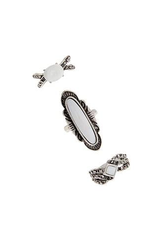 Forever21 Etched Stone Ring Set