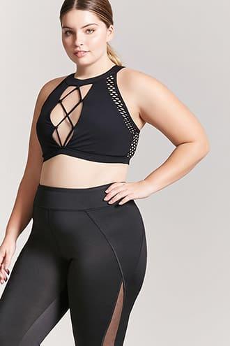 Forever21 Plus Size Active Metallic-panel Capri Leggings