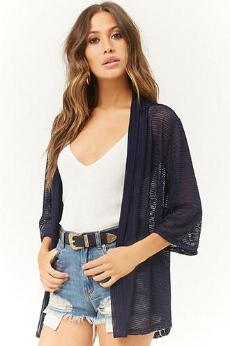 Forever21 Sheer Shawl-collar Cardigan