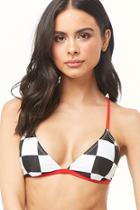 Forever21 Checkered Print Triangle Bikini Top