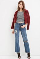Forever21 Women's  Mid-rise Wide Leg Cropped Jeans