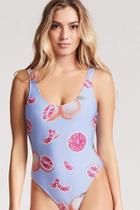 Forever21 Grapefruit Print One-piece Swimsuit