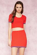 Forever21 Women's  Striped-trim Ribbed Mini Skirt