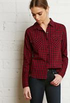 Forever21 Women's  Gingham Plaid Shirt (red/dark Navy)