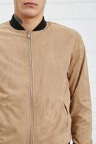 21 Men Men's  Taupe Faux Suede Bomber Jacket