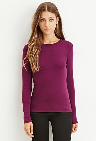Forever21 Women's  Dark Purple Classic Cotton Tee