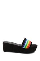 Forever21 Faux Suede Rainbow Platform Wedges