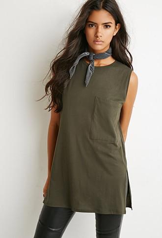 Forever21 Longline Pocket Muscle Tee